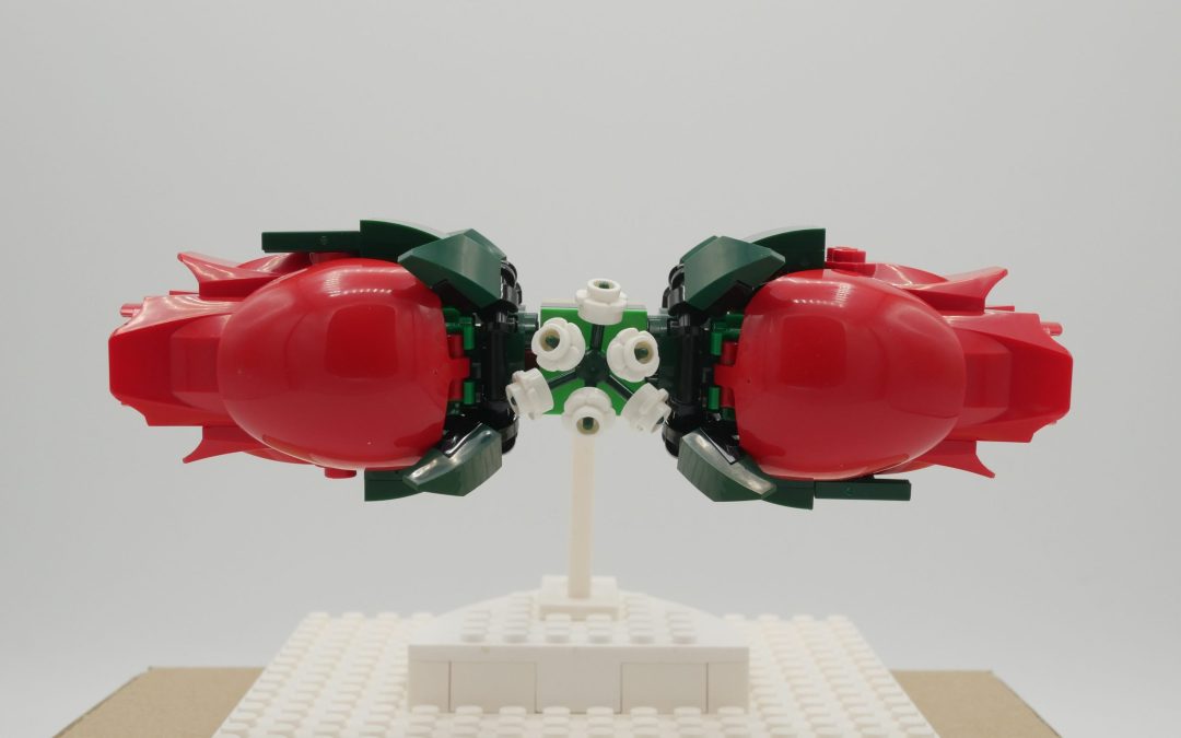 Double Red Roses & Central Flowers - Floral Red Bow Tie From LEGO Bricks