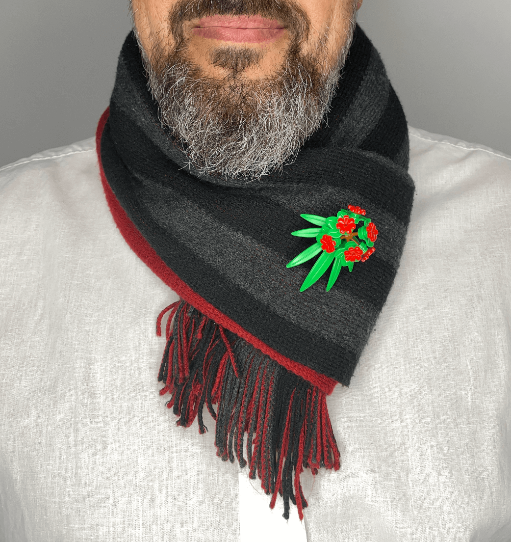 Wear Your Bricks Lapel Pin From LEGO Bricks On Scarf LEGO Fashion