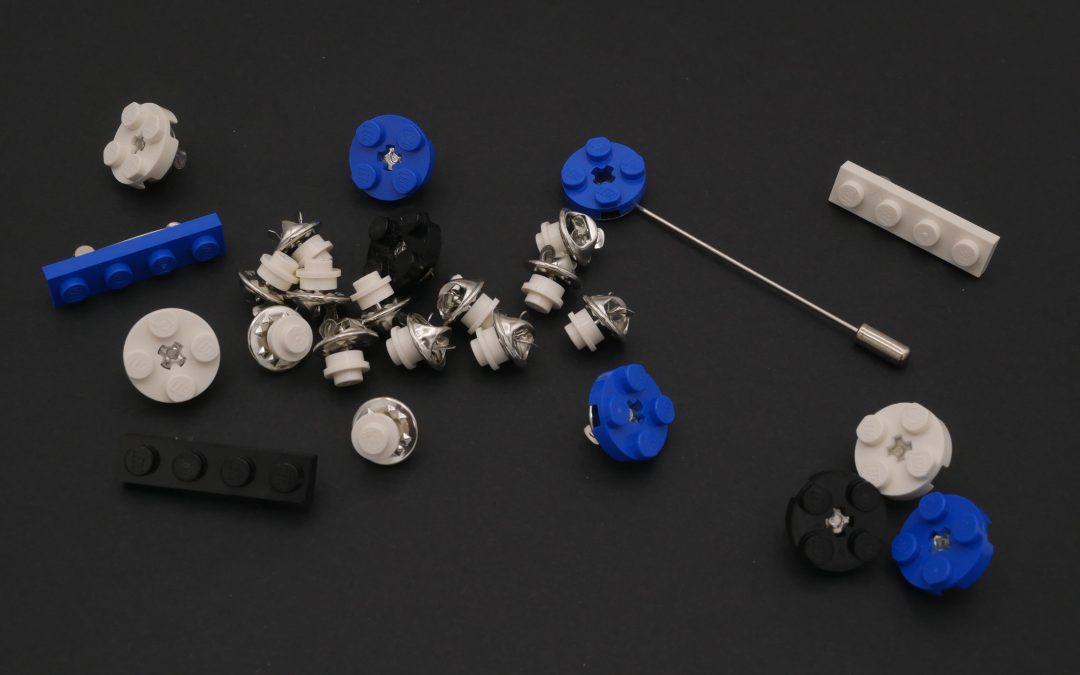 Wear Your Bricks Pin Badge Pin Lapel And Brooch In Black White And Blue For Wearing Your LEGO® Bricks LEGO Fashion